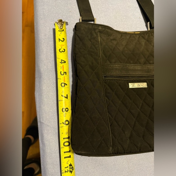 Vera Bradley Black Crossbody Bag with Adjustable Strap Leopard Material Inside - Picture 2 of 6